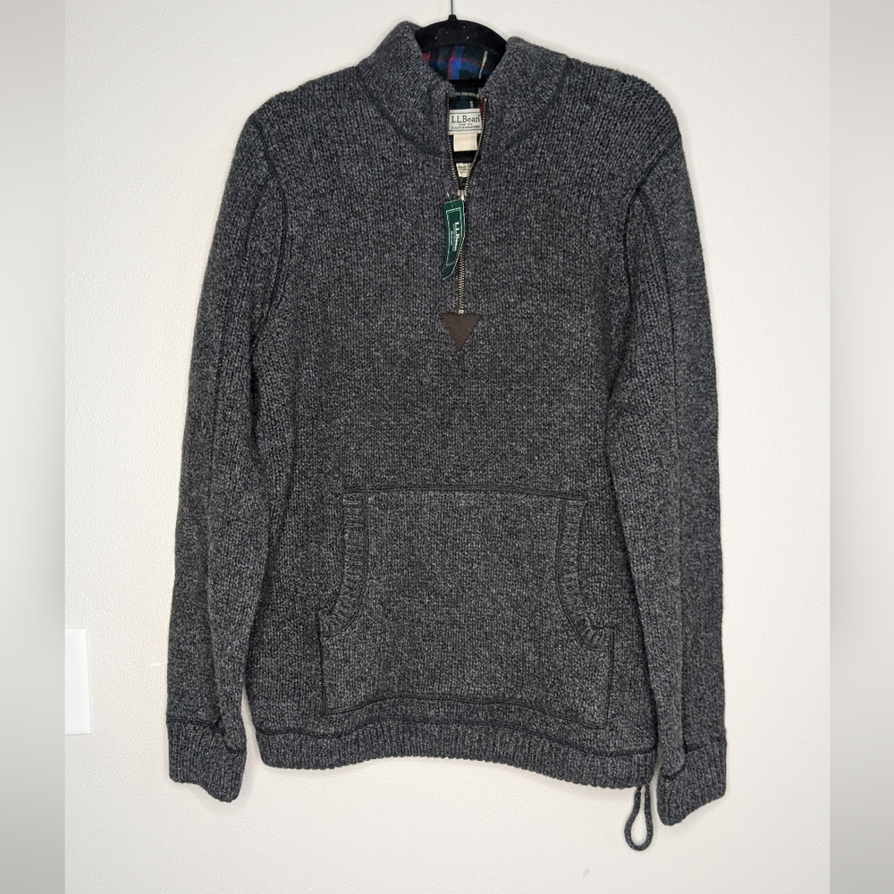 NWT L.L. Bean Wool Anorak Quarter Zip Sweater
